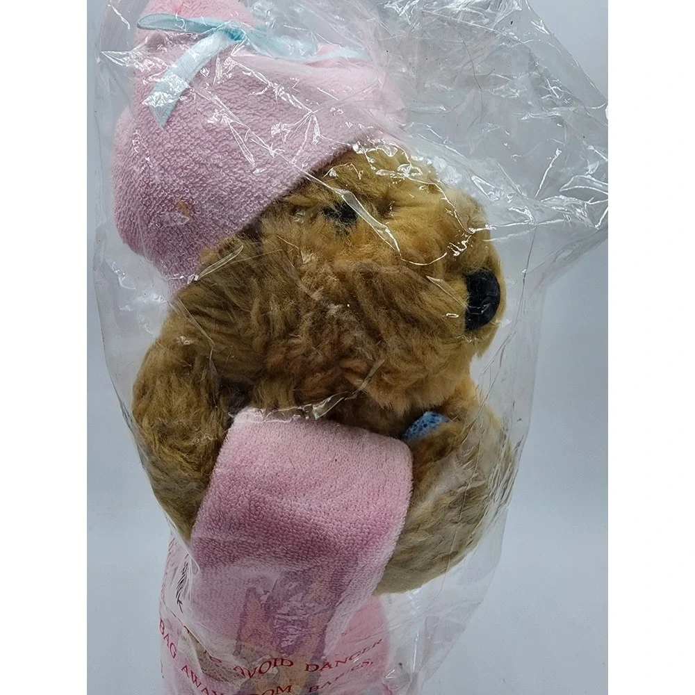 Bathtime Teddy Pink Robe Plush Bear Nightcap Slippers 12 Inch Item 10052